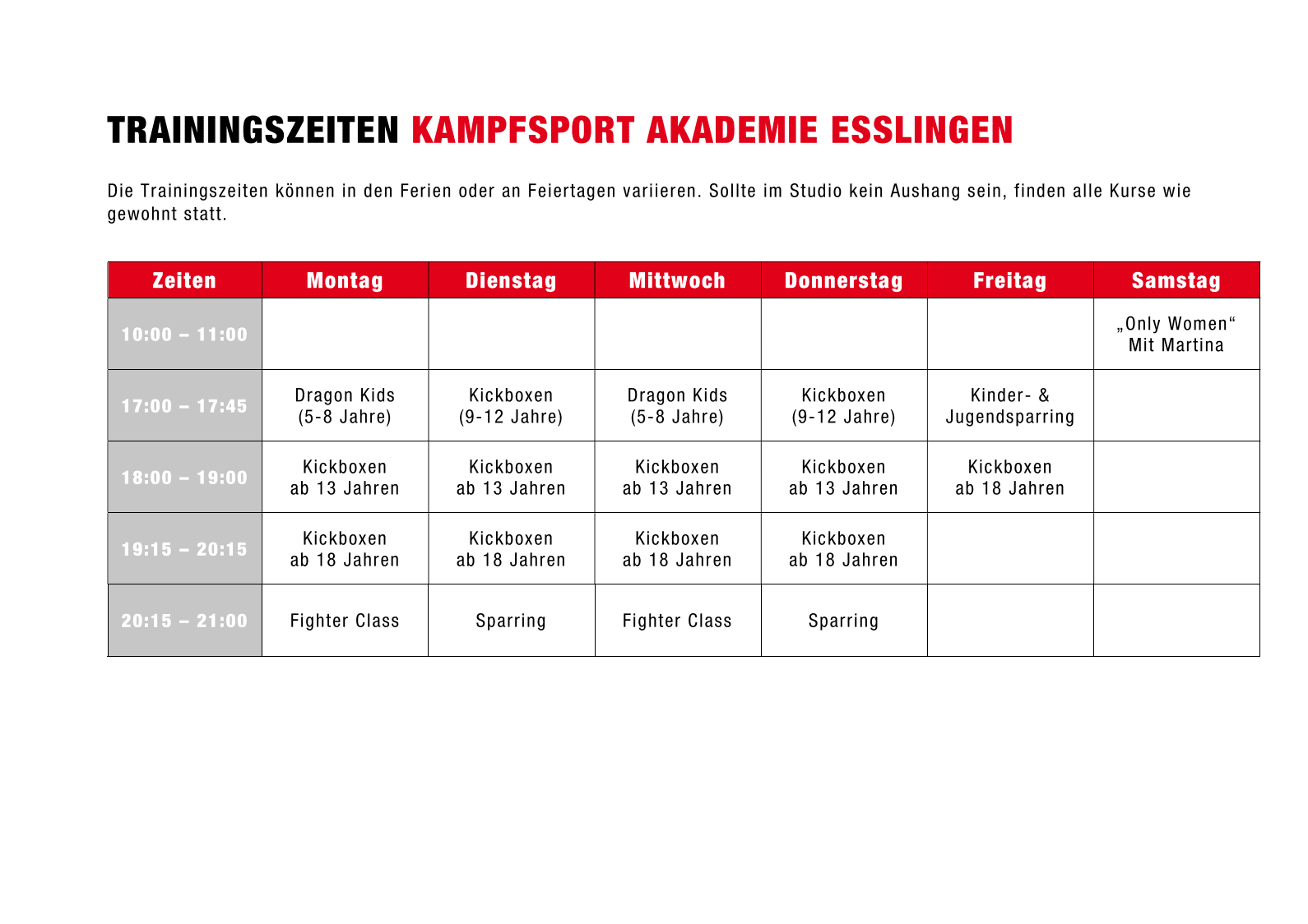 Trainingsplan Sersheim