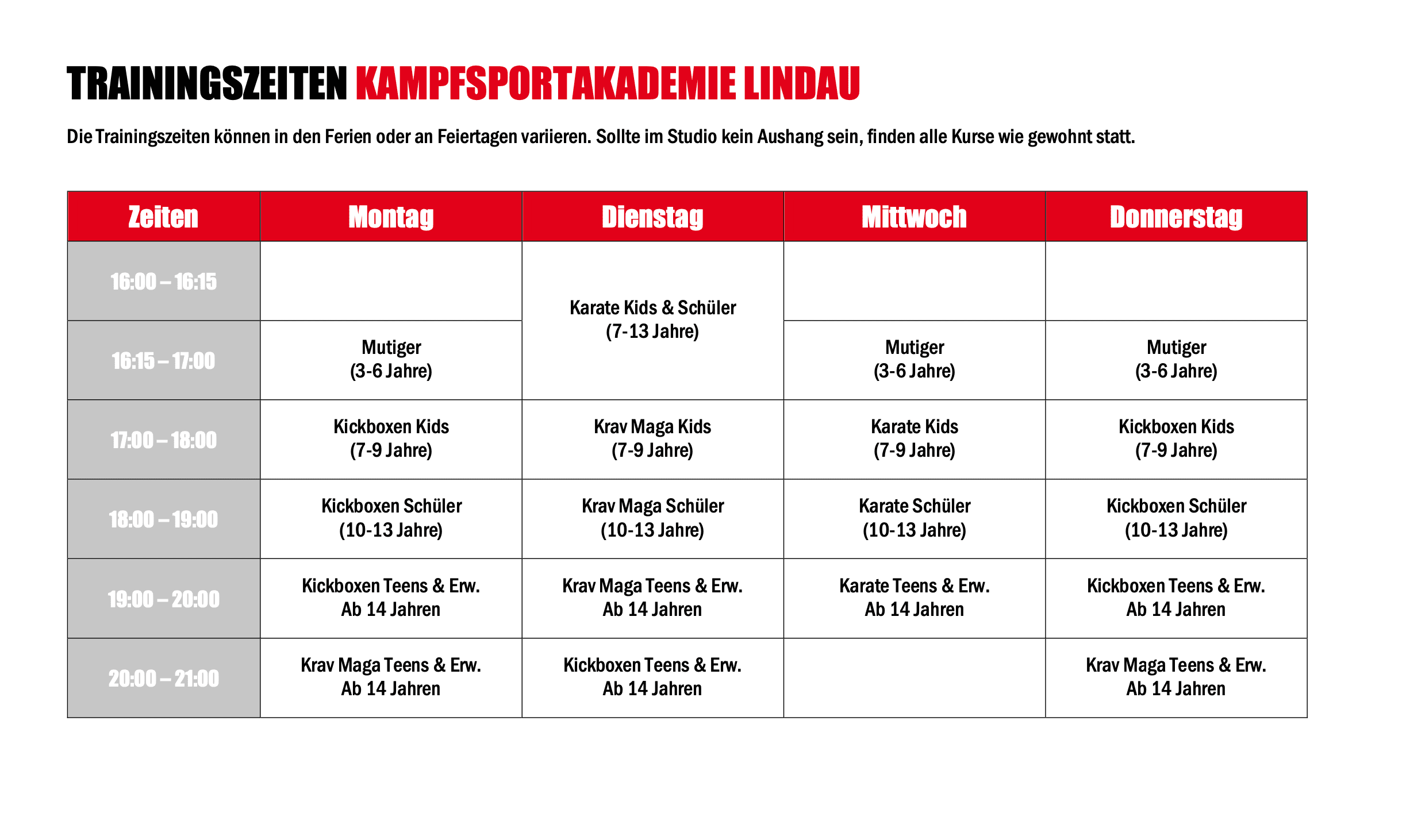 Trainingsplan Lindau Trainingsplan