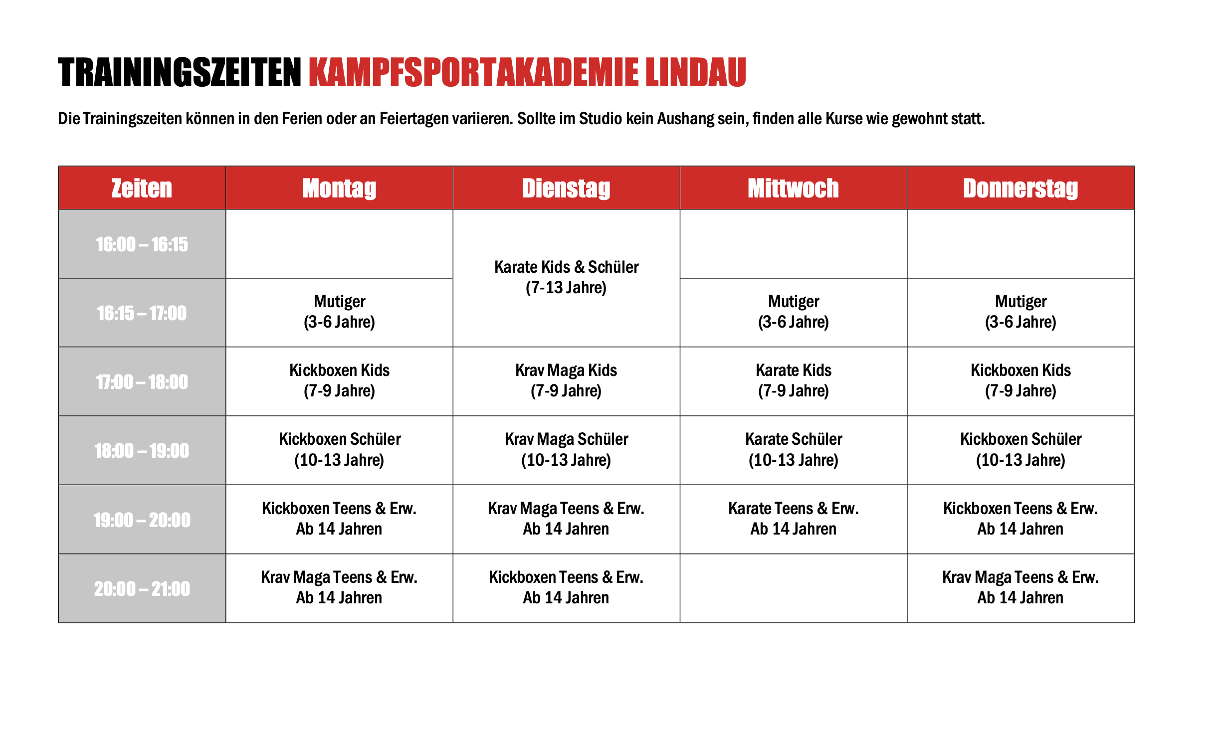 Trainingsplan